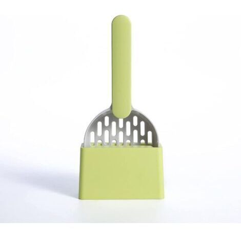 Pelle à litière pour chat gris vert – Outil de nettoyage en plastique ABS de haute qualité – Durable et facile à nettoyer – 1 pièce (avec base) (1/5)