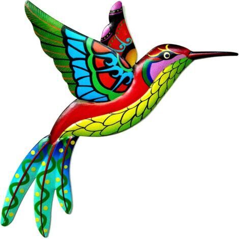 Décoration murale en forme de colibri en métal - Oiseau en fer forgé - Décoration murale à suspendre - Extérieur intérieur et extérieur - 1 pièce, vert (1/5)