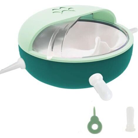 Mangeoire pour Chiots en Silicone, Bol à Lait pour Animaux de Compagnie à Plusieurs bouches avec 4 mamelons, Bol à Bulles Auto-alimenté pour Allaitement bionique en Silicone pour Chaton(Vert) (1/5)