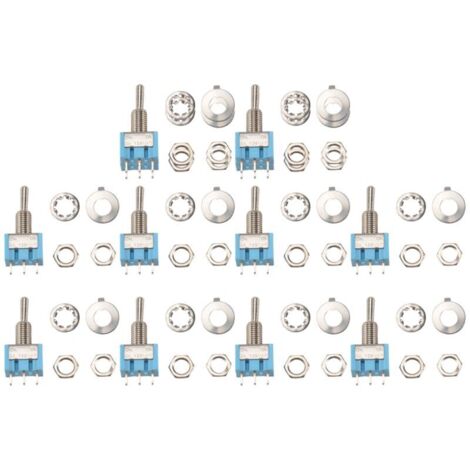 10 PièCes SPDT Mini Interrupteur à Bascule 3 Broches 2 Positions ON/ON Miniature 6A 125V AC -102 (1/4)