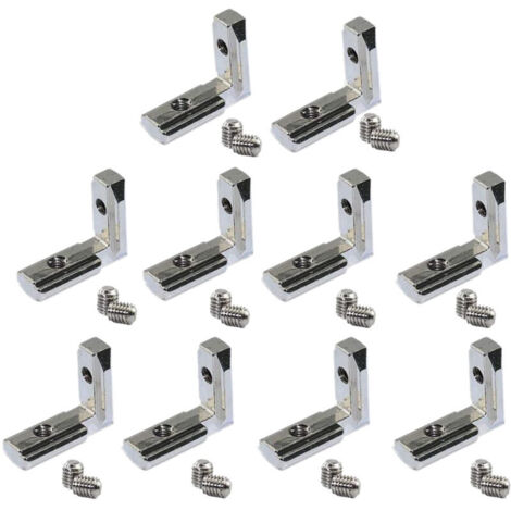 20 PièCes SéRies Fente en T IntéRieur L à L'IntéRieur Du Connecteur D'Angle Support de Joint pour Profilé D'Extrusion D'Aluminium 2020 SéRie 6 Mm