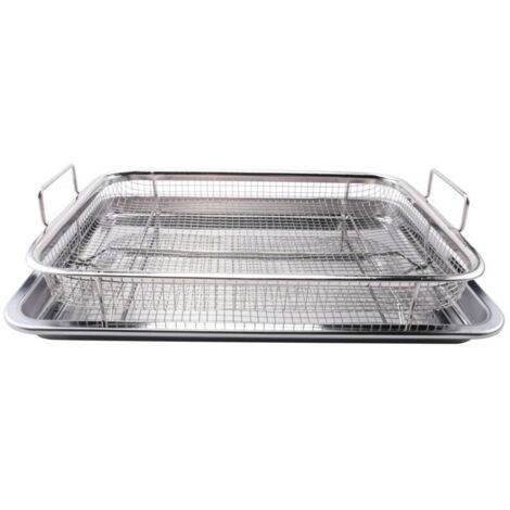 Panier pour friteuse à air pour four, plateau et poêle en acier inoxydable, friture de luxe au four, ensemble de 2 pièces, le gril (1/4)