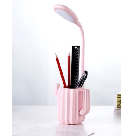 Lampe de bureau LED lampe de nuit pour enfants, lampe de protection des yeux d'apprentissage, lumière verte réglable avec porte - stylo, chambre familiale, étude, bureau (rose) (1/3)