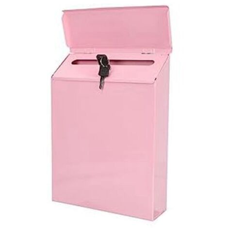 BoîTe Aux Lettres Murale Verrouillable de Collecte Ferme avec Clé Convient pour le Bureau à Domicile Rose