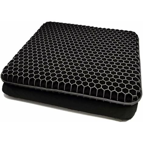 Coussin de chaise,Coussin de Gel Respirant, Coussin Anti Escarres, Soulage la Pression sur Le Orthopédique avec Housse Antidérapant pour Voiture/Bureau/Maison/Fauteuil Roulant (noir) (1/4)
