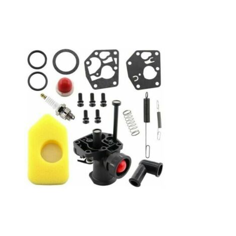 Kit carburateur pour tondeuse à gazon Briggs & Stratton 499809 498809A 494406 et filtre à air 698369 Ressort de régulateur 691859 692211 Membrane 795083 495770 (1/4)