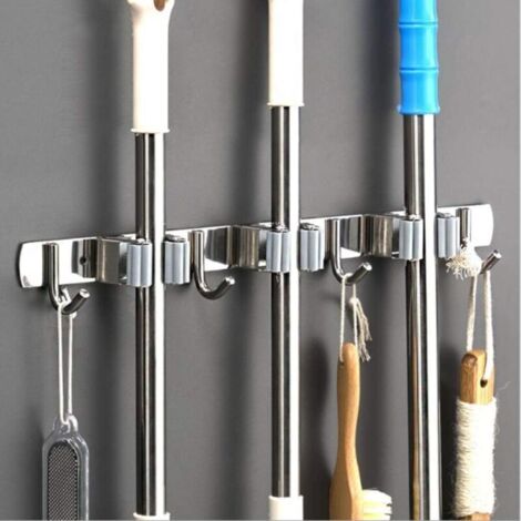 Perle rare pratique vadrouille murale boîte de rangement brosse à poils vêtements cheval étagère de rangement outils de cuisine, 3 clips et 4 crochets (1/4)
