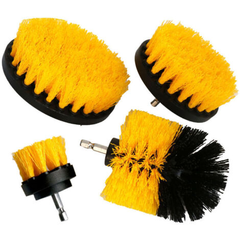 Perceuse à brosse 4 pièces, kit de nettoyage d'outils de perceuse à brosse, jaune (1/4)
