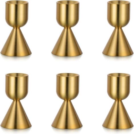 Bougeoirs en Or Bougies Coniques : Lot de 6 Bougeoirs en Laiton pour Bougies Coniques Bougeoir en Aluminium pour Table de Mariage d'anniversaire Ou de Fête Décoration (1/4)