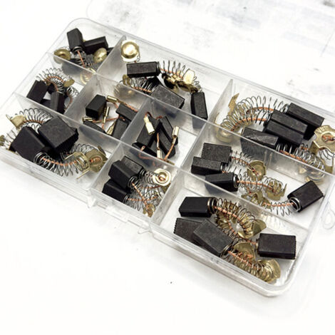 Lot de 40 balais de charbon pour moteur électrique, 10 tailles, universels, pour perceuse, machine, pour ponceuse, scie circulaire