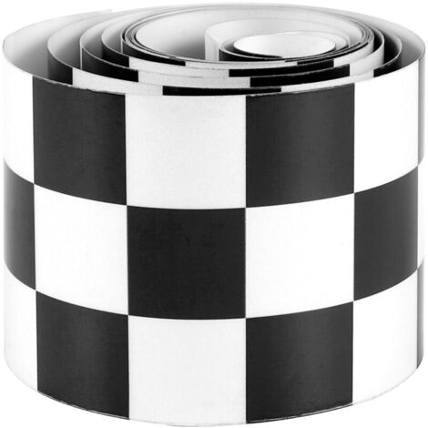 3 Pouces Noir / Blanc Damier Bande De Décalque Voiture Moto Vélo Réservoir Autocollant
