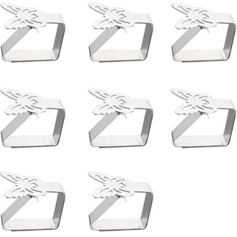 8 pièces pince à nappe en acier inoxydable pince à nappe papillon pince à pince à nappe convient aux tables d'une épaisseur ne dépassant pas 3 cm (1/4)
