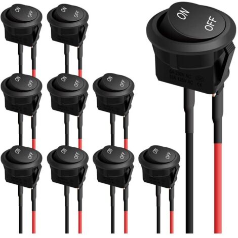 10pcs Interrupteur à Bascule Rond,on/Off Interrupteurs à bascule,Voiture interrupteur 12V 6A/250V 10A/125VAC Précâblé Interrupteurs à bascule pour Voiture,Camion