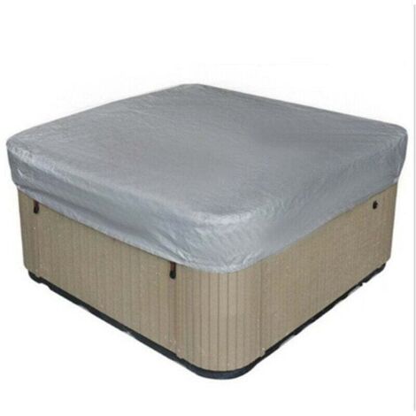 Déstockage Bache d'extérieur pour Spa Housse de Bain à Remous Carrée Etanche Couverture de Spa en Tissu Polyester 190T Anti-poussière Anti-UVavec Un Sac de Rangement ,Gris 207×207×30cm (1/3)
