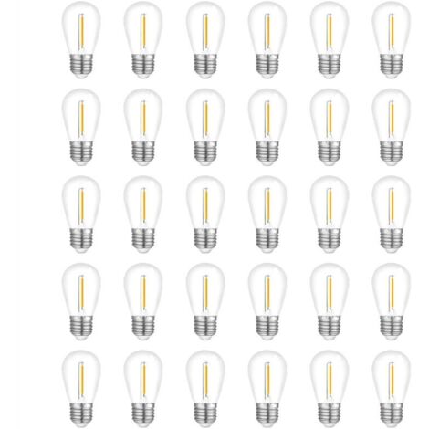 Paquet de 30 Ampoules pour Guirlande Lumineuse D'Extérieur, Ampoule Remplacement S14 Étanche, Culot E26 Blanc Chaud