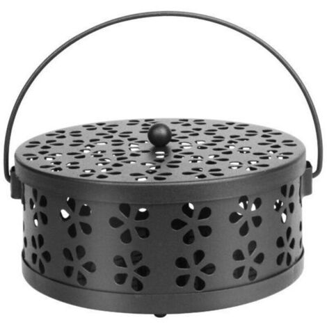 Support Bobine Moustique Porte-Spirale Anti-moustiques Porte-encens Portable Conteneur de Boîte Mosquito Porte-encens en Métal Brûleur D'encens pour Patio Extérieur à Maison, (noir) (1/4)