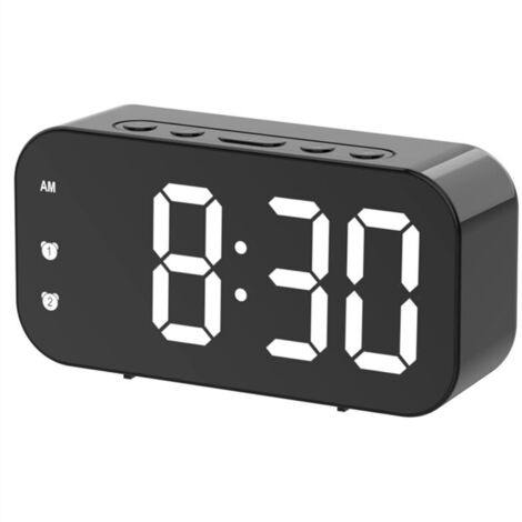 Réveil numérique à intensité variable pour chambre à coucher, horloge enfichable noire (1/4)