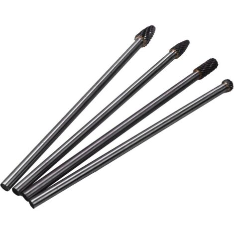 4 Pièces Longue Portée Fraise Rotative Double Coupe en Tungstène Peu de Carbure Tige 1/4 Pouce 6 Pouces (1/4)
