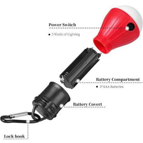 Lampe de Camping, 4x Lanterne de Camping LED Lampe de Camping à Piles Lampe de Tente Portable Lumière de Secours étanche Pour le Camping [Classe énergétique A++] NPTERBL (1/4)