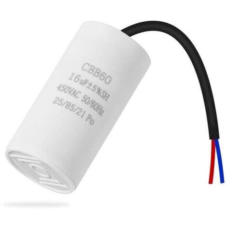 Condensateur de démarrage CBB60 16uF 450V 50/60Hz pour moteur compresseur et pompe à eau
