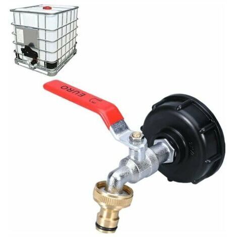 Robinet de Réservoir IBC 1000L avec Adaptateur Double Robinet de Collecte d'Eau de Pluie, Fabriqué en Laiton avec Filetage Grossier de 60 mm (3/4"). (1/5)