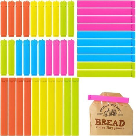 40 Pièces Pince Sachet Alimentaire, 7/11 cm Fermeture Sachet Alimentaire, Plusieurs Couleurs Pince Alimentaire Cuisine pour Emballage Cuisine Bonbons Snack (1/4)