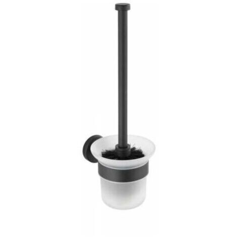 Brosse WC murale Bosio Black, Brosse WC suspendue, Brosse WC noire, Acier inox, 10x35x14 cm, Noir mat