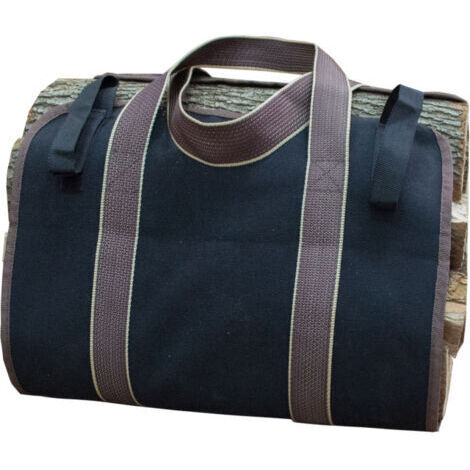 Porte-bûches de Bois de Chauffage - Toile Sac À Bûche Cheminée Sac de Rangement de Bûches pour Transport Facile(Noir) (1/5)