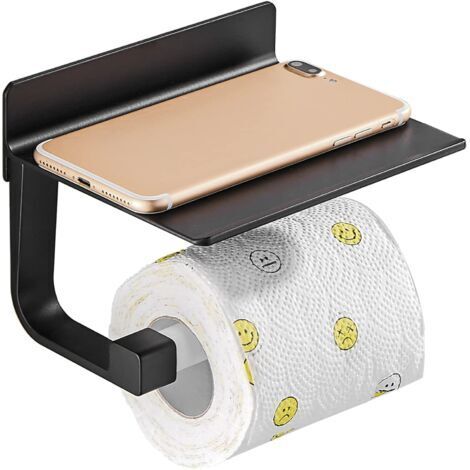 Derouleur Papier Toilette Porte Papier Toilette Mural Support Papier Toilettes, Métal Noir (1/5)