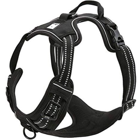 Harnais pour chien réfléchissant réglable dissuader tirer gilet pour animaux de compagnie Durable voiture Nylon TLH5651 chien laisse Husky (M) (1/4)