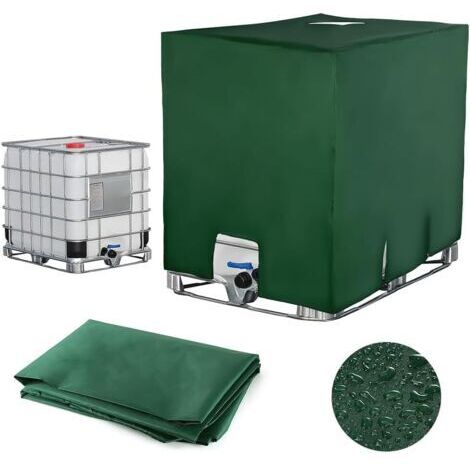 Bâche pour Cuve 1000L IBC, Bâche de Réservoir d'eau Couvercle de Protection pour Réservoir Housse De Réservoir Anti-poussière Vert -120 x 100 x 116 cm (1/5)