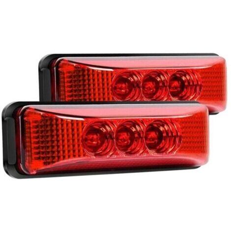 Lot de 2 feux de gabarit latéraux avant et arrière à 3 LED rouges pour camion et remorque, 3,9 pouces, feux de gabarit, feux de roche, étanches, montage en surface