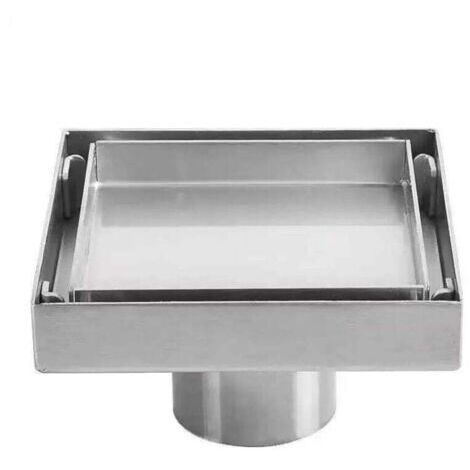 Siphon de sol en acier inoxydable 304 – Drain carré 10x10 cm – Capacité de drainage élevée – Installation facile dans cuisine et salle de bain