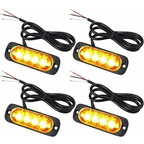 Feux de pénétration LED 12/24V – Gyrophare orange étanche IPX-4 – 18 modes clignotement – Pour véhicules d'urgence et chariots à fourche