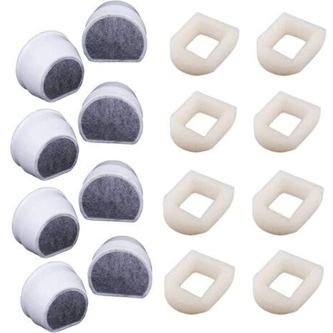 Préfiltres en Mousse et Filtre à Carbone Compatible avec PetSafe Drinkwell Fountain INOX 360 Avalon Pagoda Seascape et Sedona Fontaines, Filtre pour Fontaine à Eau Chat Chien par Poweka (Lot de 16)