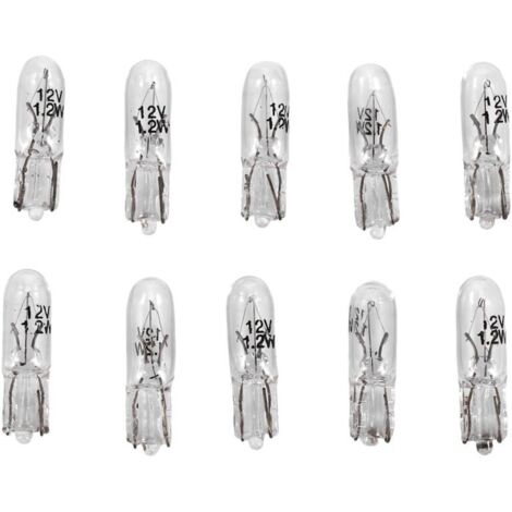 10 Ampoules T5 1.2W 12V Blanc Chaud Éclairage Tableau de Bord Voiture Lampe Halogène Wedge (1/4)
