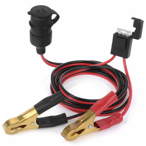 Prise Allume-Cigare De Voiture Femelle 12V 24V A La Batterie Pinces Crocodile Connecteur 2Ft Cable De Charge D'Extension De Pince De Batterie De Voiture (1/4)