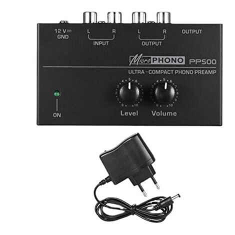 Préamplificateur Phono Compact avec Contrôle de Volume et Prise USB pour Platine Vinyle