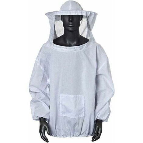 Veste d'apiculteur Veste d'apiculteur avec chapeau Vêtements d'apiculteur professionnel Apiculteur Apiculteur professionnel Chapeau de protection contre les abeilles (Blanc)-- (1/5)