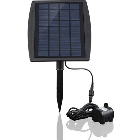 Pompe solaire pour bassin et fontaine – Panneau monocristallin 9V 2.5W – Débit 200 l/h – Hauteur d'eau max 120 cm