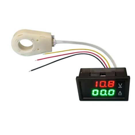 Ampèremètre Hall Voltmètre DC 0-300V 200A Moniteur Batterie LED Compteur Tension Courant 12V 24V 48V Voiture
