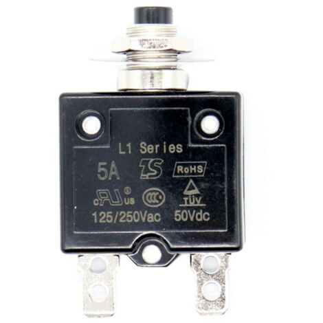 Disjoncteur Thermique Réarmable 5A 12V 24V Bouton-Poussoir Avec Bouchon Étanche Pour Panneau (1/4)