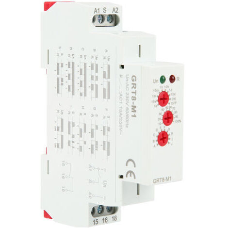 Eosnow – Relais temporisé multifonctionnel 10 fonctions – AC 230V – Montage rail DIN 35mm – Plage de temporisation 0,1s à 10 jours - GRT8-M1 (1/5)