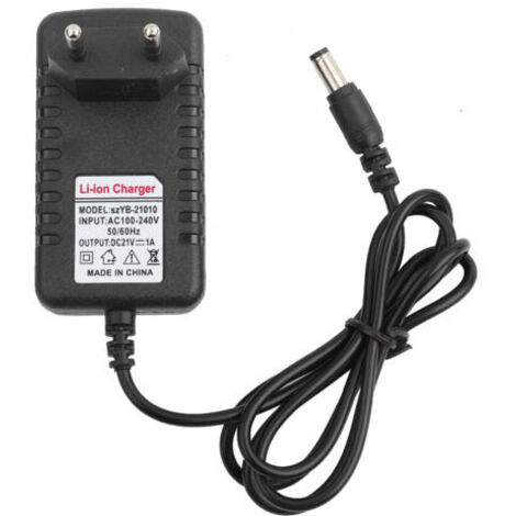 Eosnow – Adaptateur de chargeur lithium 21V 1A – Noyau en cuivre – Prise UE – Compatible batteries 5,5 x 2,5 mm – Plastique ignifuge (1/5)