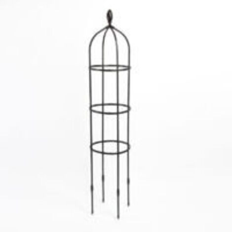 Obélisque de jardin en métal pour plantes grimpantes – Acier long recouvert de plastique – Support haut avec 4 pieux verticaux
