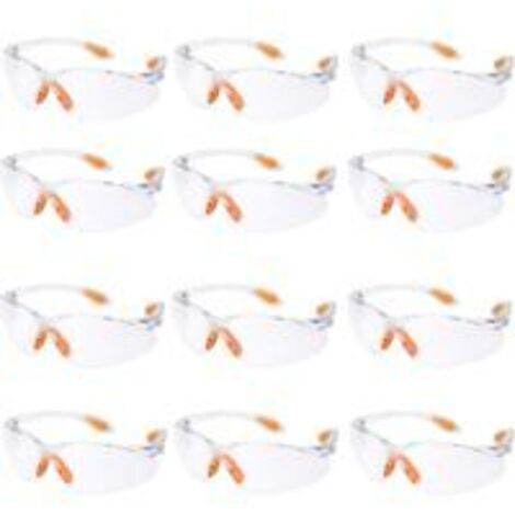 Lot de 12 lunettes de protection – Norme EPI – Verres transparents anti-buée – Protection contre éclaboussures et impacts – Confort ajustable (1/4)
