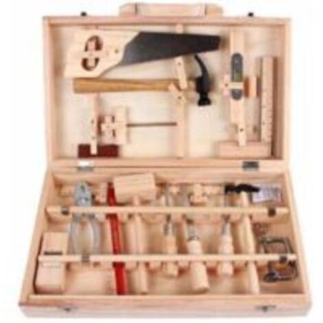 Ensemble D'Outils Pour Enfants Boite A Outils D'Entretien Menuisier Outils Reels Demontage Et Assemblage Boite A Bois Multifonctionnelle 16 Pieces (1/4)