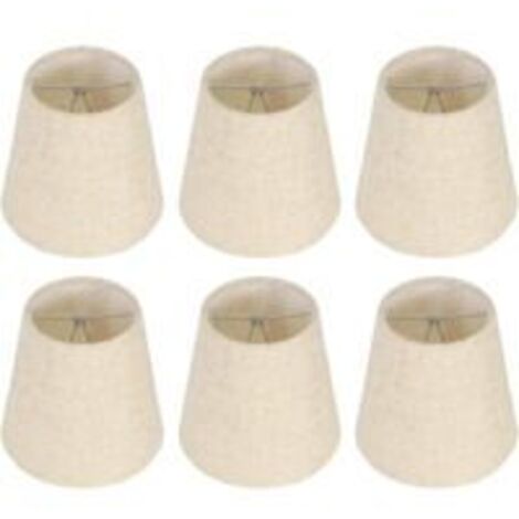 Lot de 6 abat-jours en toile de jute beige – Dimensions 3,5 x 5,5 x 5,2 pouces – Clip sur ampoule E14 pour lampes et lustres (1/4)