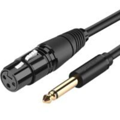 XLR Audio/Microphone Cable (Female) to 6.35mm Jack (Male), 2m - Black (1/4)