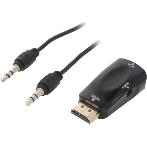 Adnauto – Adaptateur HDMI 1.4 D-Sub 15pin HD femelle – Jack 3.5mm femelle – Full HD pour connexion audio/vidéo – Sac de transport inclus (1/2)